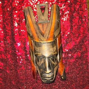 African Kenya Hand Carved Wooden Mask 1991